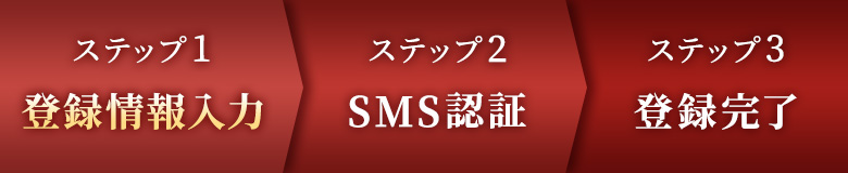 �X�e�b�v1 �o�^������ �X�e�b�v2 SMS�F�� �X�e�b�v3 �o�^����