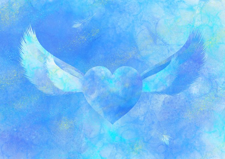 青い羽根ハート